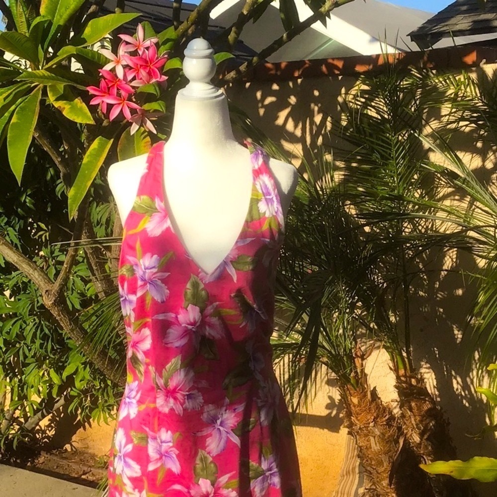 JONES NEW YORK SIGNATURE BARBIE PINK HALTER FLORAL PRINT DRESS 10P 🌺H…